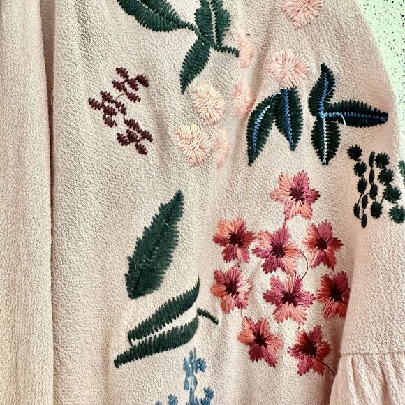 Altar'd State Women's Dusty Rose Gauze Dress Embroidered Off Shoulder Small - Picture 10 of 13